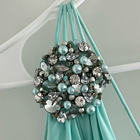 Aqua Jeweled Gown - Picture 5 of 12